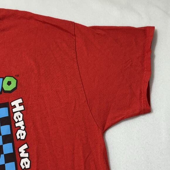 Nintendo Super Mario Men’s Large Graphics T Shirt Red Short Sleeve Here We Go - Picture 4 of 11